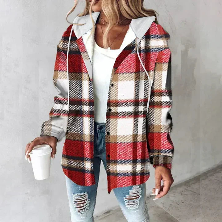 Marla - Karo-Hemdjacke mit Kapuze im 2-in-1-Look
