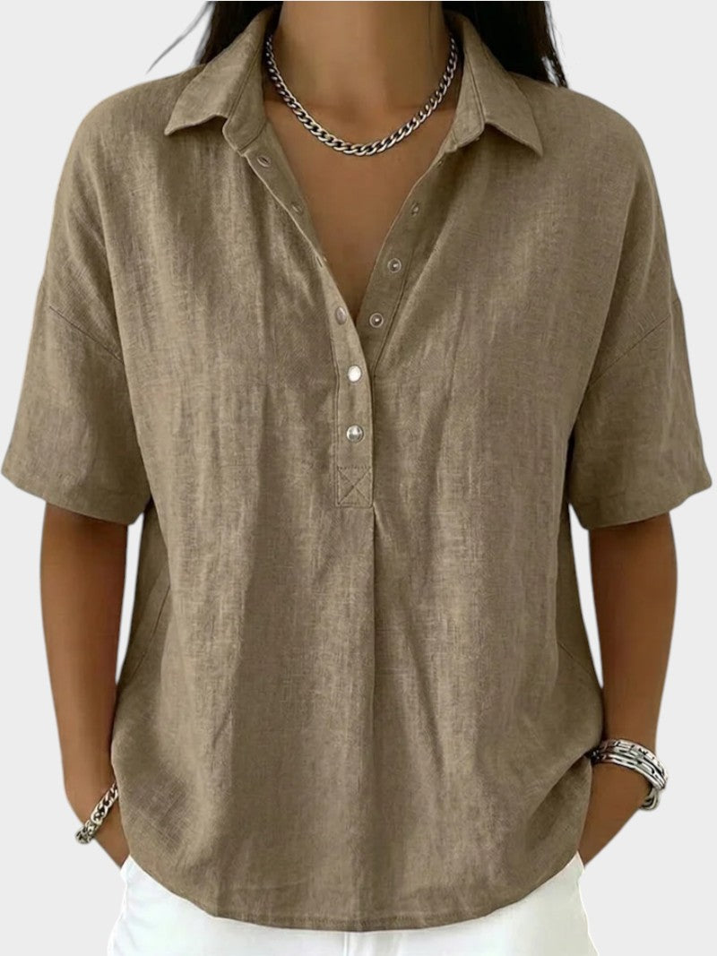 Alaira - Soft-Touch-Bluse mit V-Ausschnitt