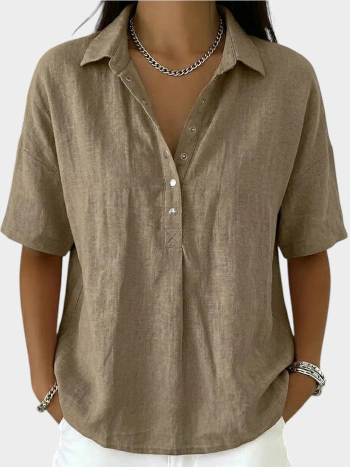 Alaira - Soft-Touch-Bluse mit V-Ausschnitt