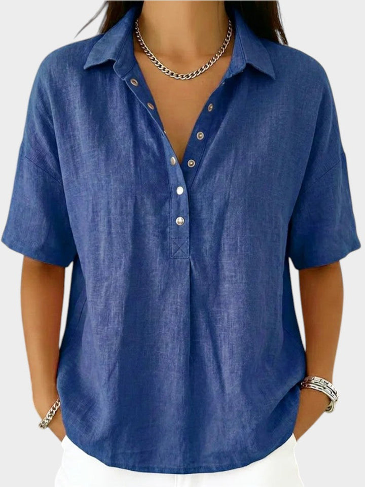 Alaira - Soft-Touch-Bluse mit V-Ausschnitt
