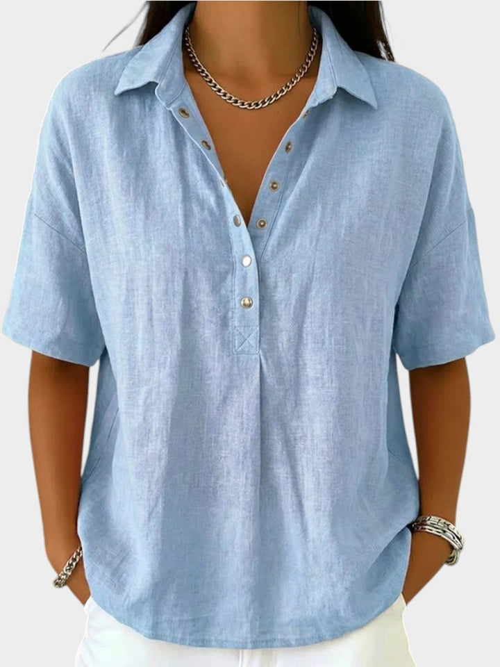 Alaira - Soft-Touch-Bluse mit V-Ausschnitt