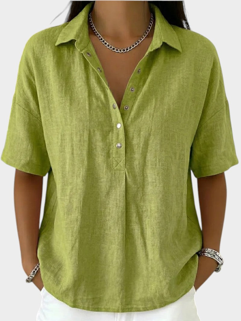 Alaira - Soft-Touch-Bluse mit V-Ausschnitt
