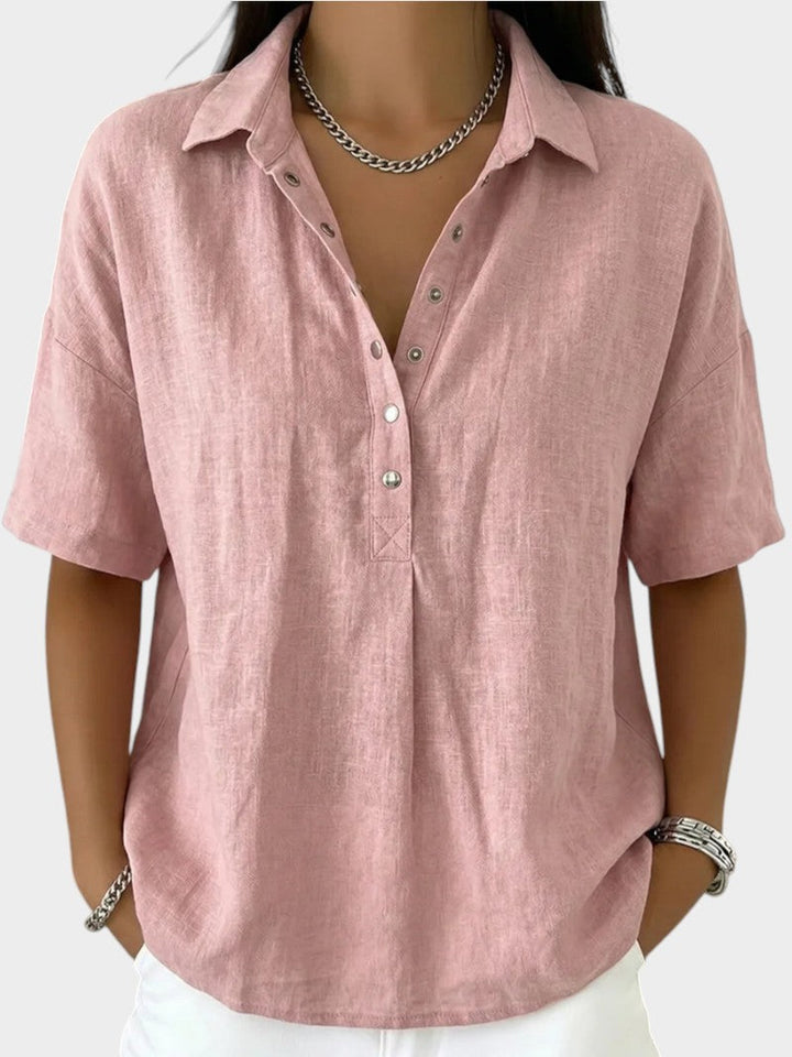 Alaira - Soft-Touch-Bluse mit V-Ausschnitt