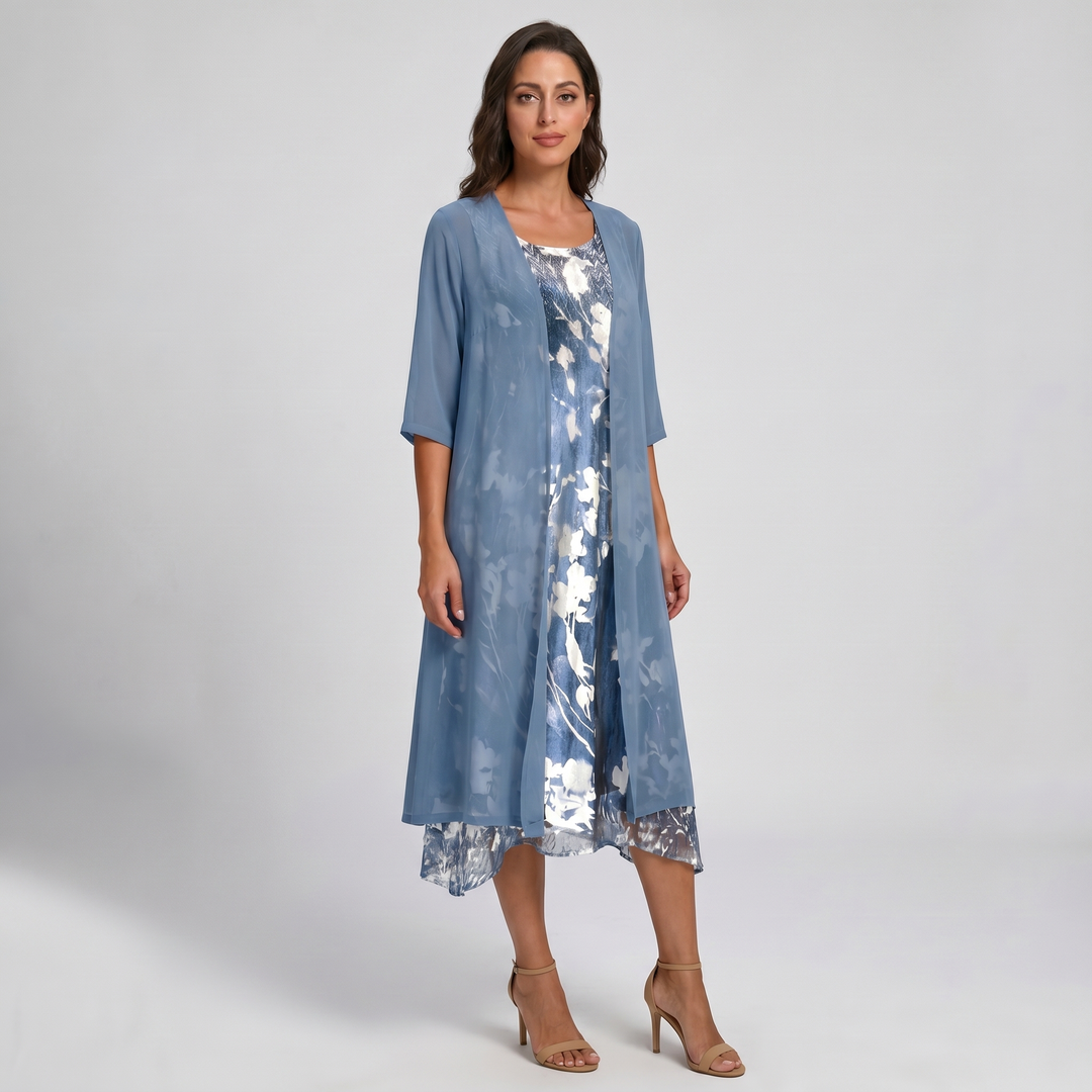 Delavelle - Elegantes mehrlagiges Midikleid-Set