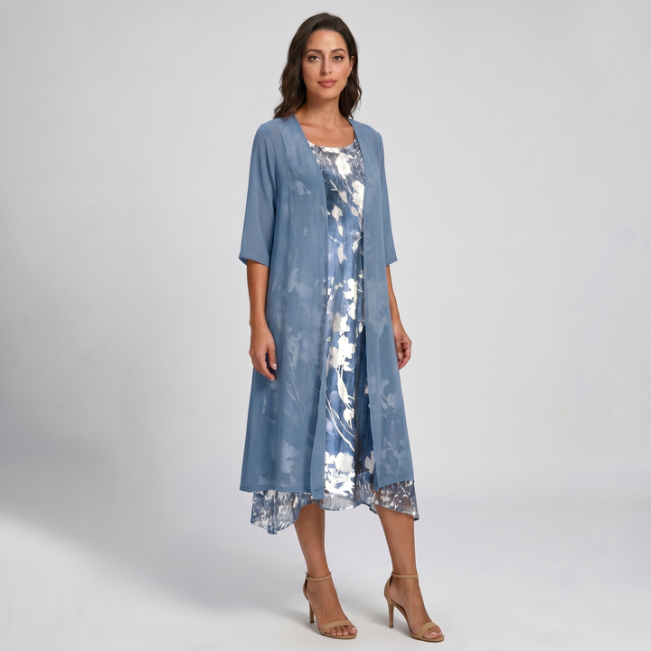 Delavelle - Elegantes mehrlagiges Midikleid-Set
