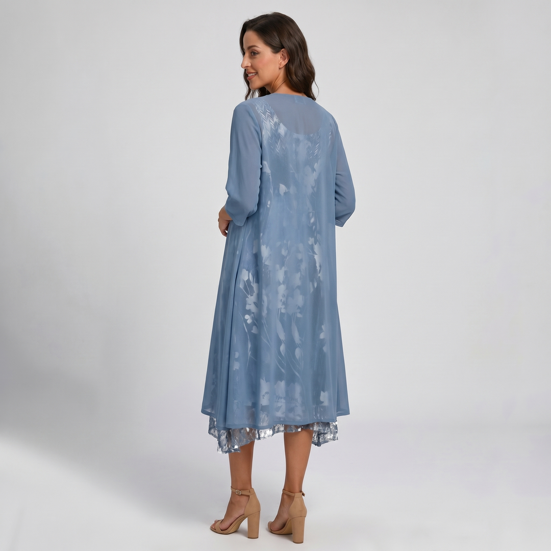 Delavelle - Elegantes mehrlagiges Midikleid-Set