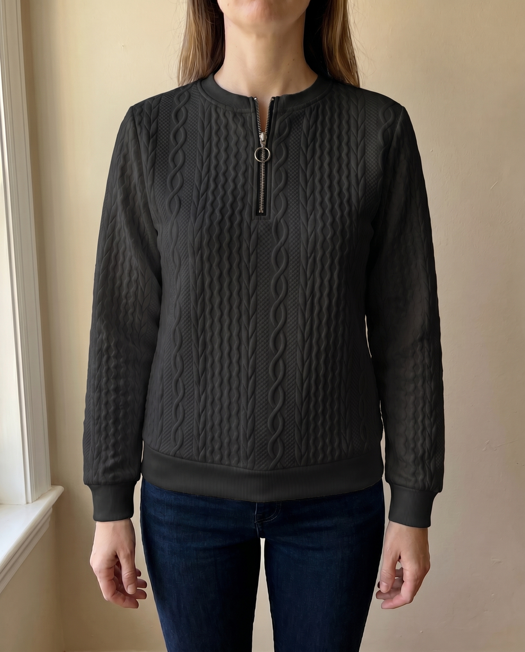 Darla - Strukturierter Half-Zip-Pullover