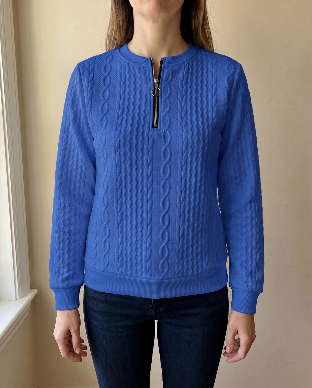 Darla - Strukturierter Half-Zip-Pullover