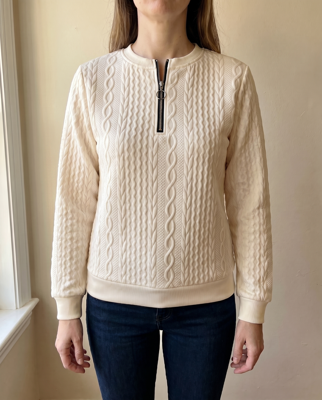 Darla - Strukturierter Half-Zip-Pullover